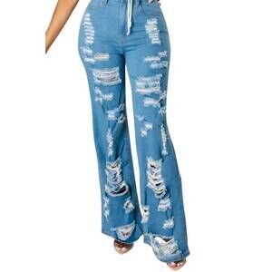 NEW LOVERLY FIT distressed jeans in medium blue